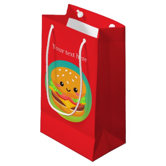 Petit Sac Cadeau Belle fête hamburger personnalisable (Devant Angle)