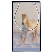 Petit Sac Cadeau Belle Galloping de Cheval Blanc en hiver Anniversa (Dos)