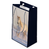 Petit Sac Cadeau Belle Galloping de Cheval Blanc en hiver Anniversa (Dos Angle)