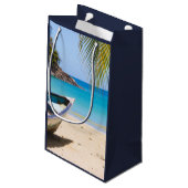 Petit Sac Cadeau Belle plage tropicale avec un Merci en bateau à mo (Dos Angle)