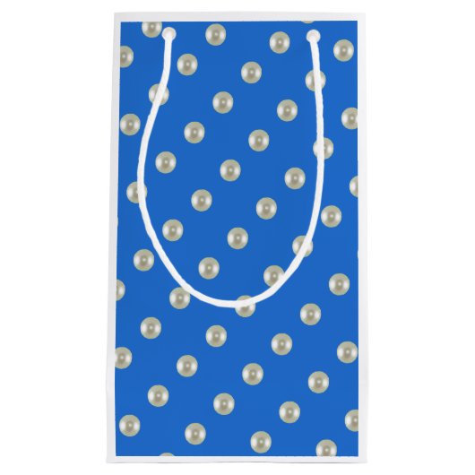Petit Sac Cadeau Belles perles bleues (Devant)