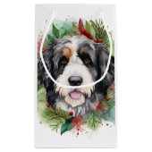 Petit Sac Cadeau Bernedoodle Christmas Wreath Festive Pup (Dos)