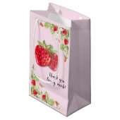 Petit Sac Cadeau Berry Merci fraise beaucoup rose (Devant Angle)