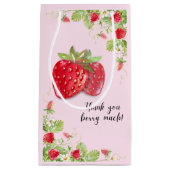 Petit Sac Cadeau Berry Merci fraise beaucoup rose (Devant)