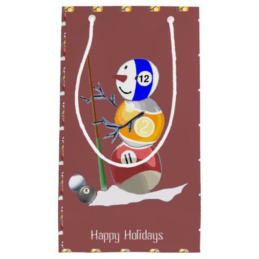 Petit Sac Cadeau Billard Ball Snowman Noël (Devant)