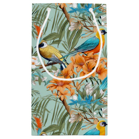 Petit Sac Cadeau Birds Chinoiserie Mint Orange (Dos)