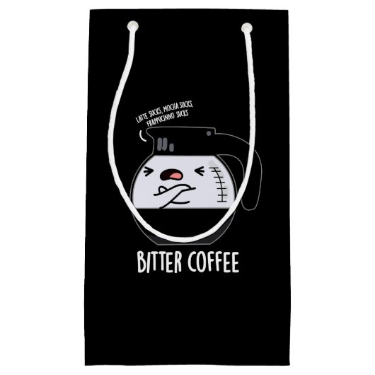 Petit Sac Cadeau Bitter Café Funky Food Pun Dark BG (Devant)