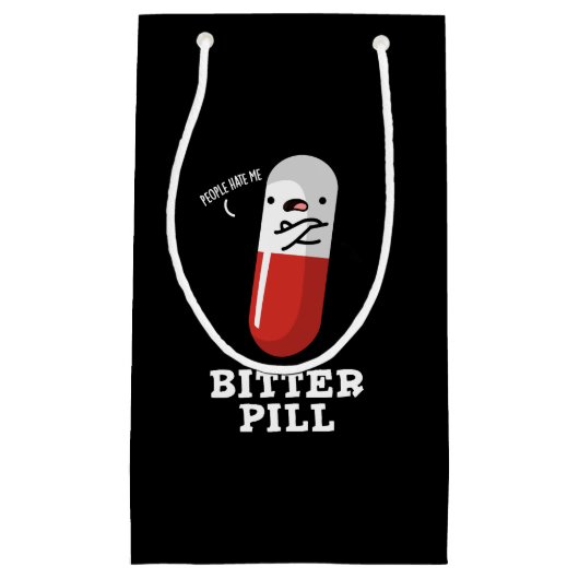 Petit Sac Cadeau Bitter Pill Funky Medicine Pun Dark BG (Devant)