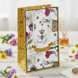 Petit Sac Cadeau Black and Gold Queen Bee Mothers Day Photo