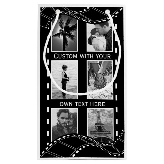 Petit Sac Cadeau Black and White Film Reel Custom Photo (Dos)