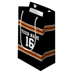 Petit Sac Cadeau Black avec Orange White Stripes Team Jersey