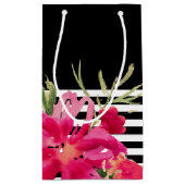 Petit Sac Cadeau Black | Fuchsia Aquarelle Florale Graduation (Dos)