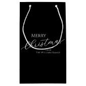 Petit Sac Cadeau Black Modern Minimalist Merry Christmas (Dos)