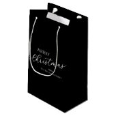 Petit Sac Cadeau Black Modern Minimalist Merry Christmas (Dos Angle)