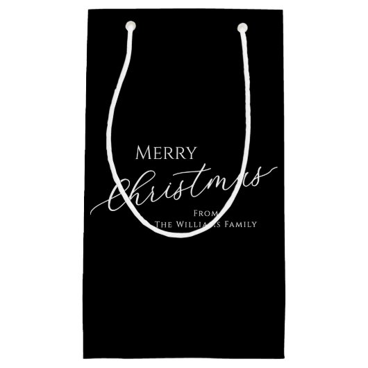 Petit Sac Cadeau Black Modern Minimalist Merry Christmas (Devant)