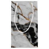 Petit Sac Cadeau Black or moderne et Marbre blanc (Dos)