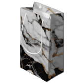 Petit Sac Cadeau Black or moderne et Marbre blanc (Devant Angle)