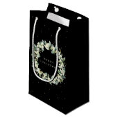 Petit Sac Cadeau Black Snowberry+Eucalyptus Noël/Fête (Devant Angle)