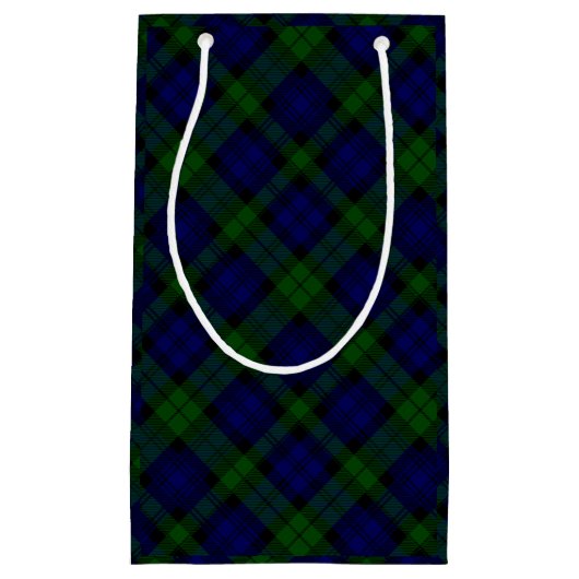 Petit Sac Cadeau Black Watch Tartan bleu vert Plaid (Devant)
