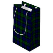 Petit Sac Cadeau Black Watch Tartan bleu vert Plaid (Dos Angle)