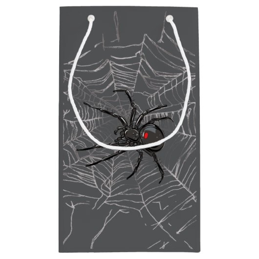 Petit Sac Cadeau Black Widow Spider And Spiderweb Drawing Art (Dos)
