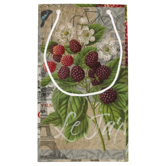 Petit Sac Cadeau Blackberries Floral Garden Flower Papillon Art (Dos)