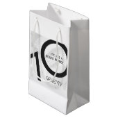 Petit Sac Cadeau Blancs 70 Anniversaire de la Décennie (Devant Angle)