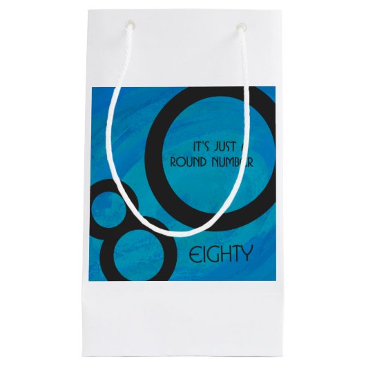 Petit Sac Cadeau Bleu 80 Décennie Anniversaire (Devant)