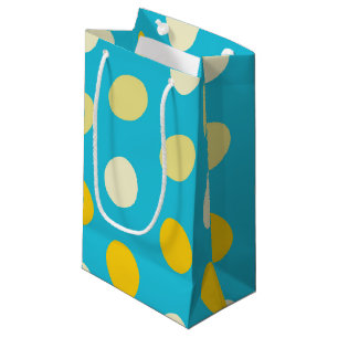 Petit Sac Cadeau Bleu Blanc Jaune Œufs Colorés Nids d'Oiseaux Natur