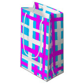 Petit Sac Cadeau Bleu clair rose blanc (Devant Angle)