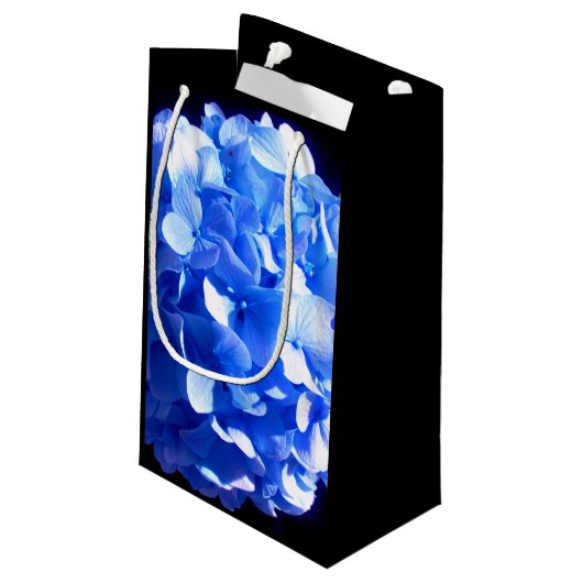 Petit Sac Cadeau Bleu cobalt floral élégant hydrangeas bleus  (Dos Angle)