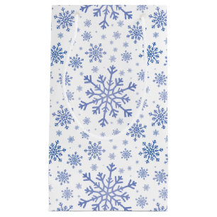 Petit Sac Cadeau Bleu de la marine Flammes de neige de Noël en hiv