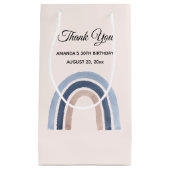 Petit Sac Cadeau Bleu et pêche Rainbow Boho Anniversaire Merci (Devant)