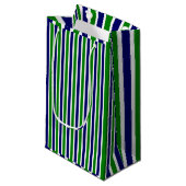 Petit Sac Cadeau Bleu et vert rayé (Devant Angle)