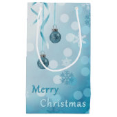 Petit Sac Cadeau Bleu Faux Parties scintillant Ornements de Noël (Devant)