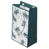 Petit Sac Cadeau Bleu floral peint à la main (Dos Angle)