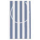 Petit Sac Cadeau Bleu gris et blanc rayures de bonbons (Dos)