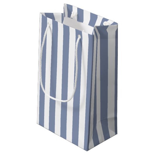 Petit Sac Cadeau Bleu gris et blanc rayures de bonbons (Dos Angle)
