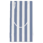 Petit Sac Cadeau Bleu gris et blanc rayures de bonbons (Devant)