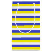 Petit Sac Cadeau Bleu, jaune et blanc (Devant)