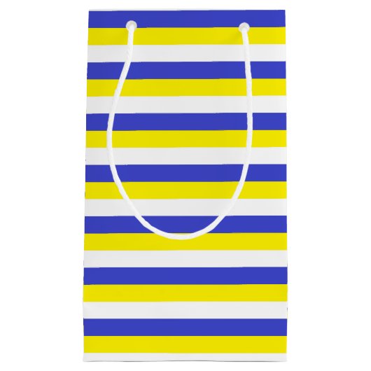Petit Sac Cadeau Bleu, jaune et blanc (Devant)