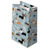 Petit Sac Cadeau Bleu Motif de Corgi (Dos Angle)