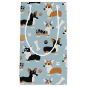 Petit Sac Cadeau Bleu Motif de Corgi (Devant)
