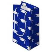 Petit Sac Cadeau Bleu Motif - Graduation (Devant Angle)