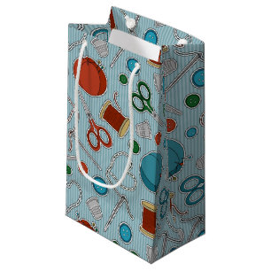 Petit Sac Cadeau Bleu orienté de couture mignon de motif