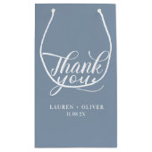 Petit Sac Cadeau Bleu Poussiéreux | Remerciement de Mariage Minimal (Dos)