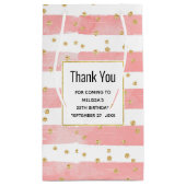 Petit Sac Cadeau Bleu rose | Faux Gold Confetti Merci (Dos)