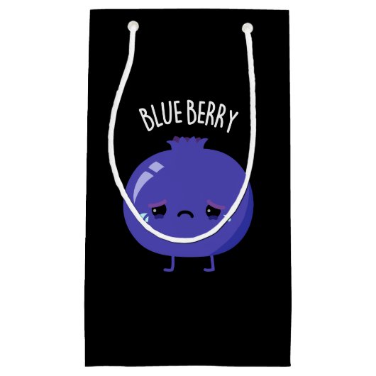 Petit Sac Cadeau Blue Berry Funny Blueberry Pun Dark BG (Devant)