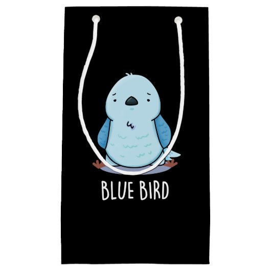 Petit Sac Cadeau Blue Bird Funny Animal Pun Dark BG (Devant)