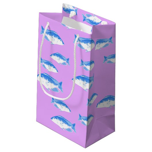 Petit Sac Cadeau Blue fish on lilac (Dos Angle)